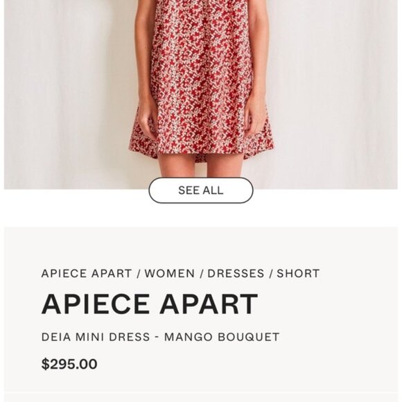 APIECE APART Red Deia Floral Mini Dress size L - Picture 2 of 8